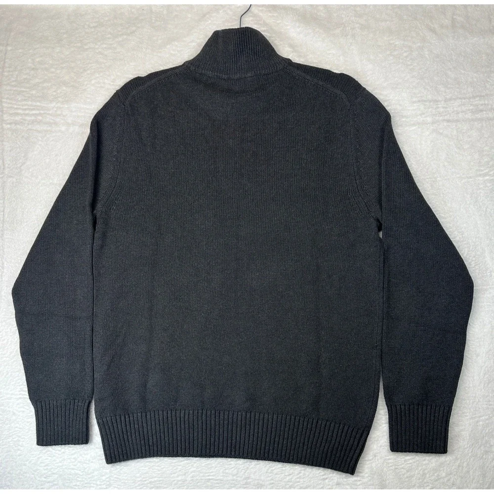 Quince Quarter-Zip Sweater Mens Medium Gray Cotton Ribbed Mock Neck